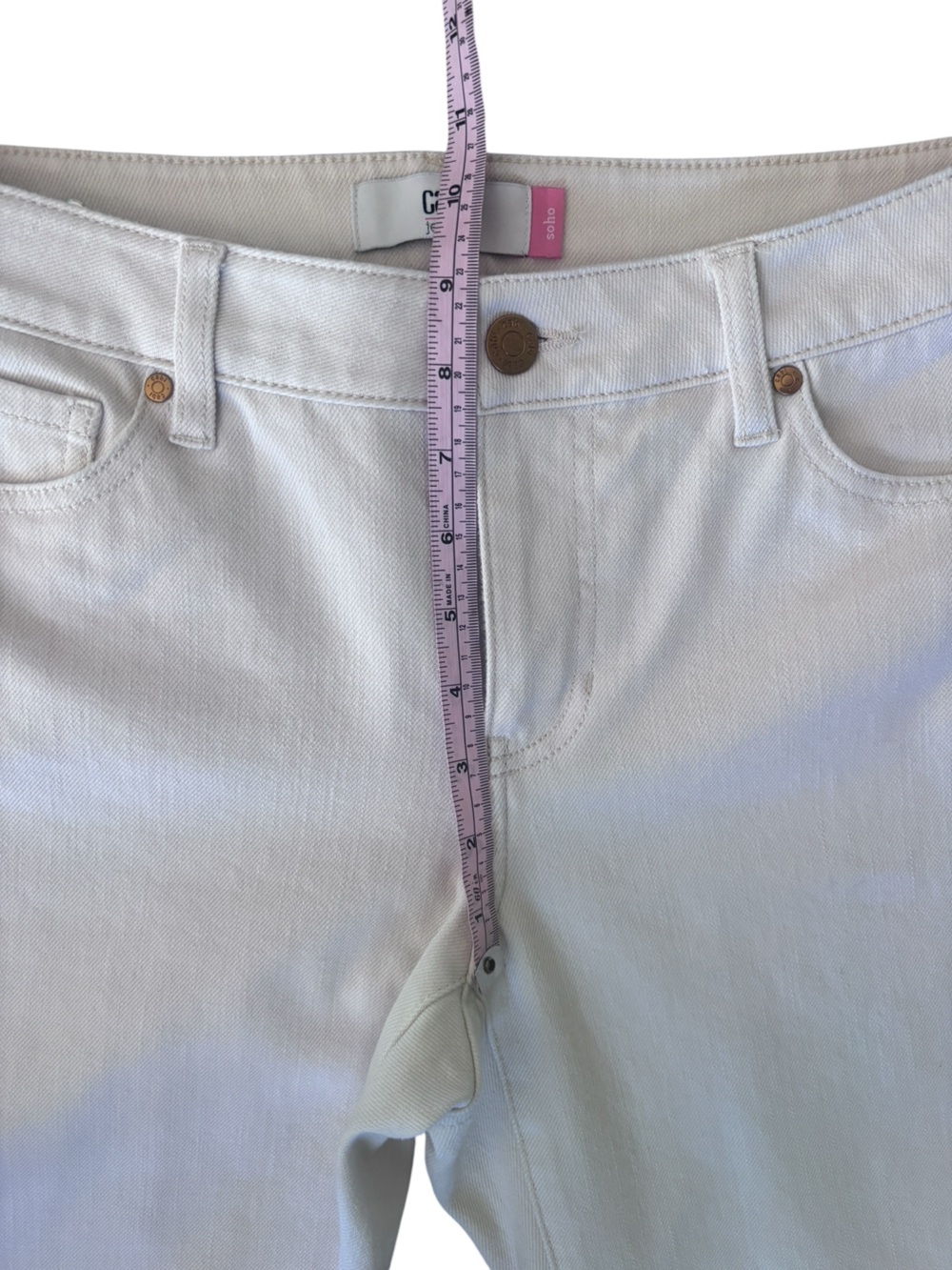 Cabi Soho Jeans Cream Straight Leg Jeans Ankle Crop Style 6701 - Picture 12 of 14
